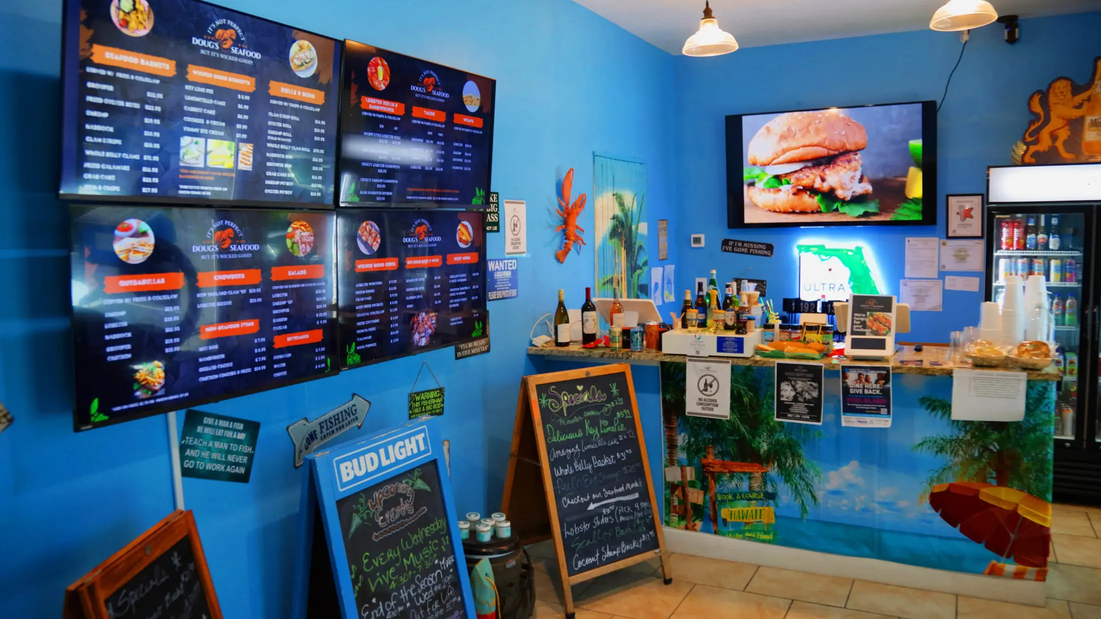 Doug's Seafood restaurant interior, Bonita Springs